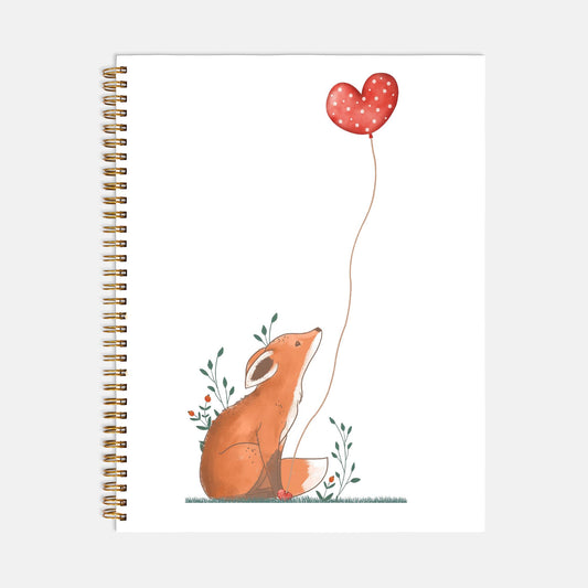 Sweet Fox Journal Notebook Hardcover Spiral 8.5 x 11