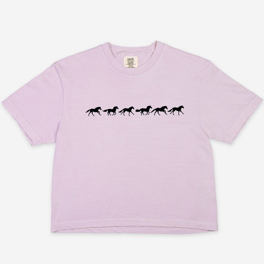 Horse Gallop Boxy Tee Shirt Orchid