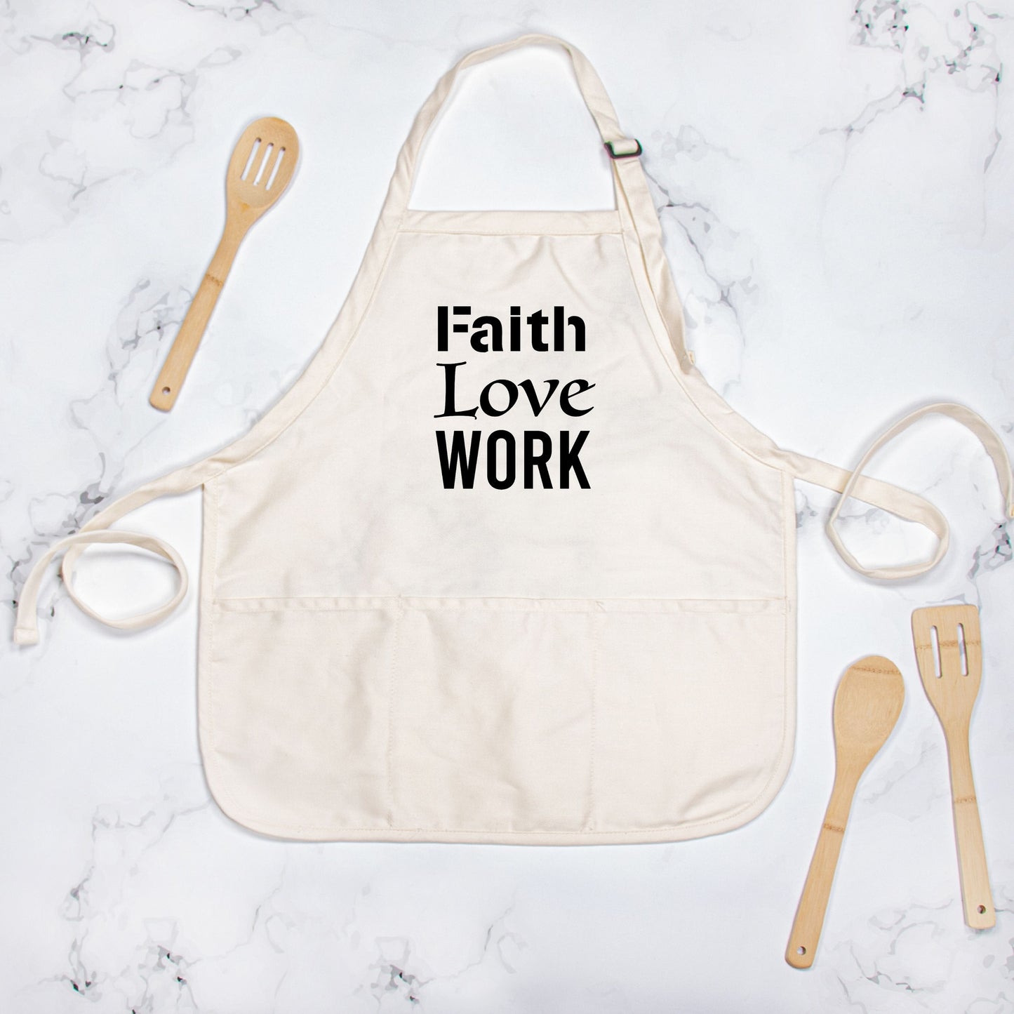 Faith, Love, Work Apron