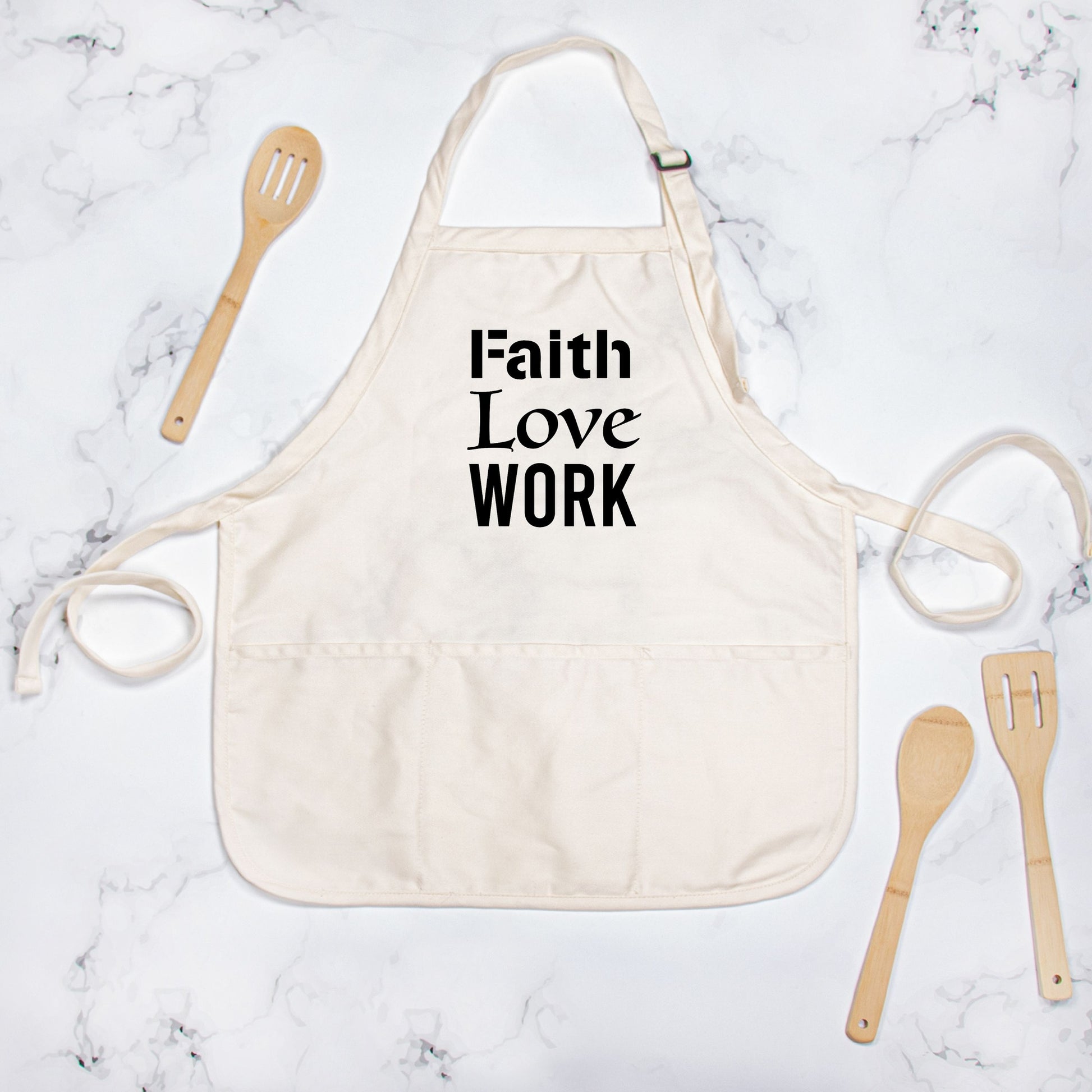 Faith, Love, Work Apron