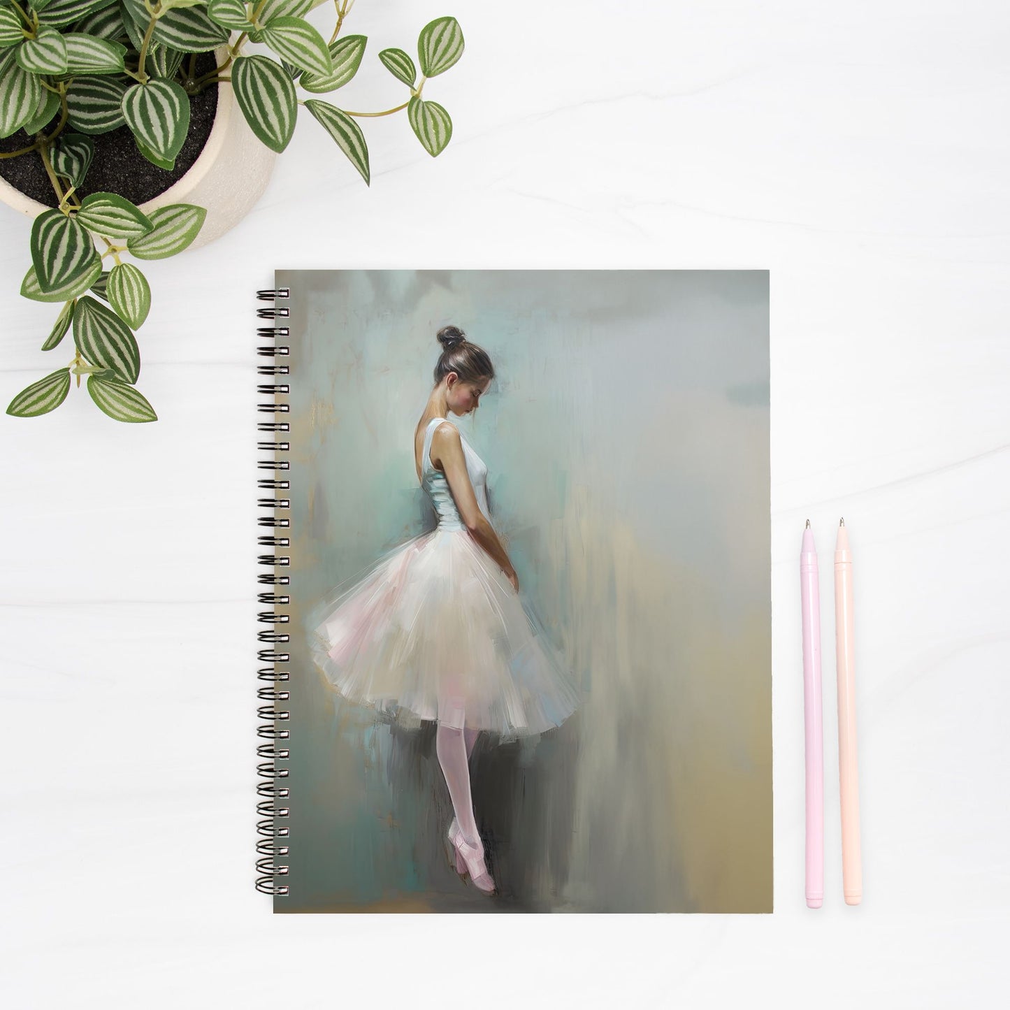 Ballerina Contemplation Journal Notebook Hardcover Spiral 8.5 x 11
