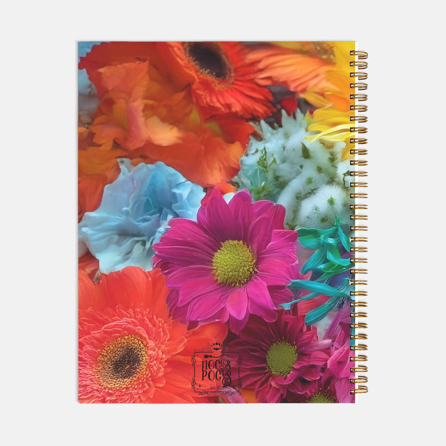 Bright Flowers Notebook Hardcover Spiral 8.5 x 11