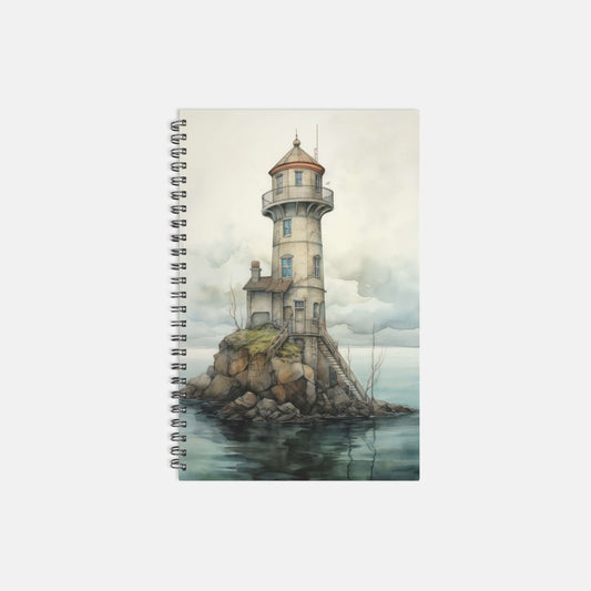 Moody Lighthouse Notebook Hardcover Spiral 5.5 x 8.5