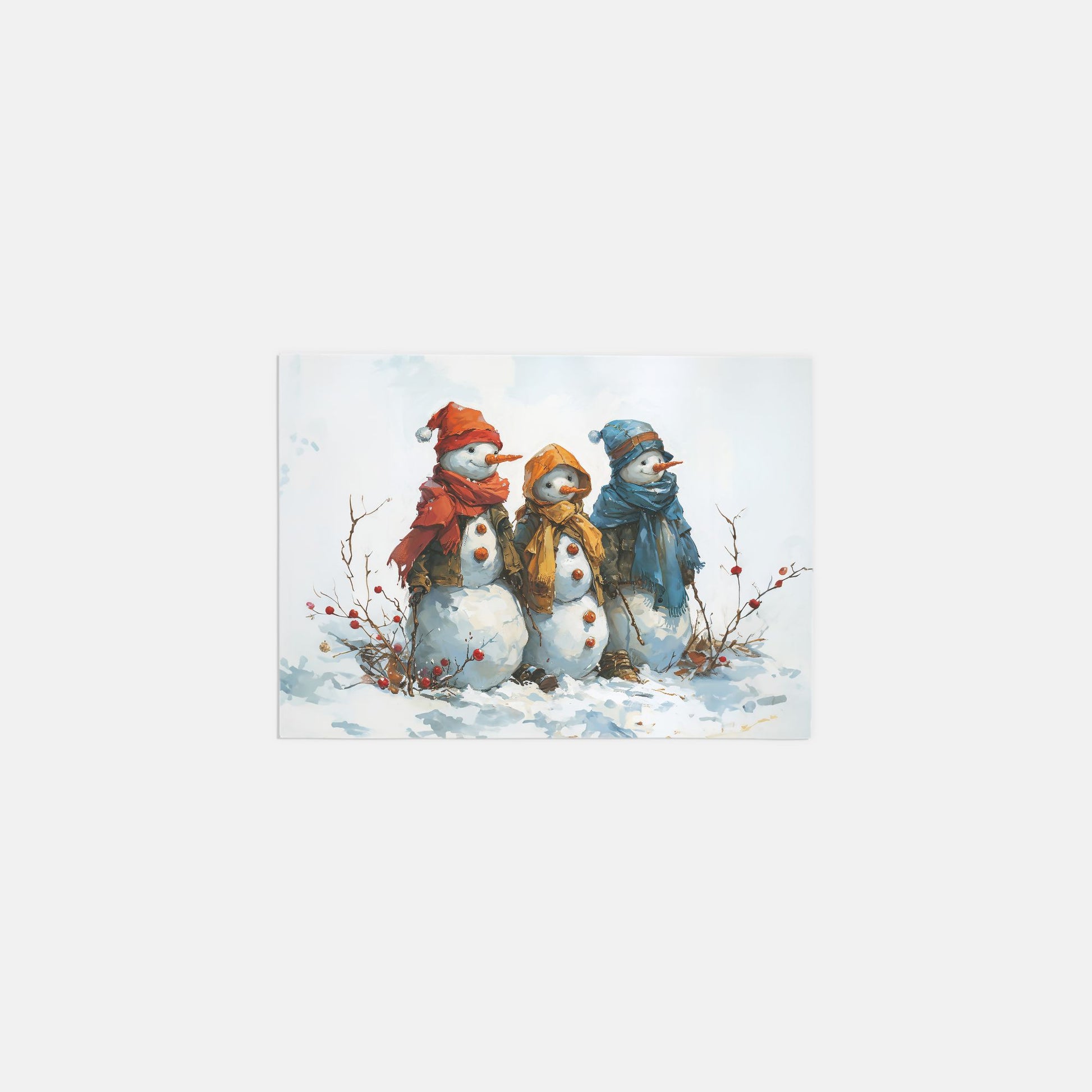 Three Snowmen Christmas Flat Card A7 (QTY 10)