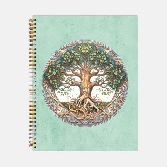 Tree of Life Green Journal Notebook Hardcover Spiral 8.5 x 11