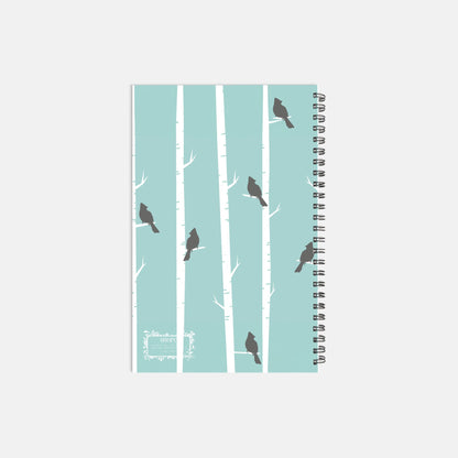 Ice Blue Bird Notebook Hardcover Spiral 5.5 x 8.5