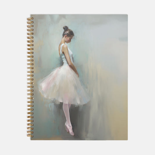 Ballerina Contemplation Journal Notebook Hardcover Spiral 8.5 x 11