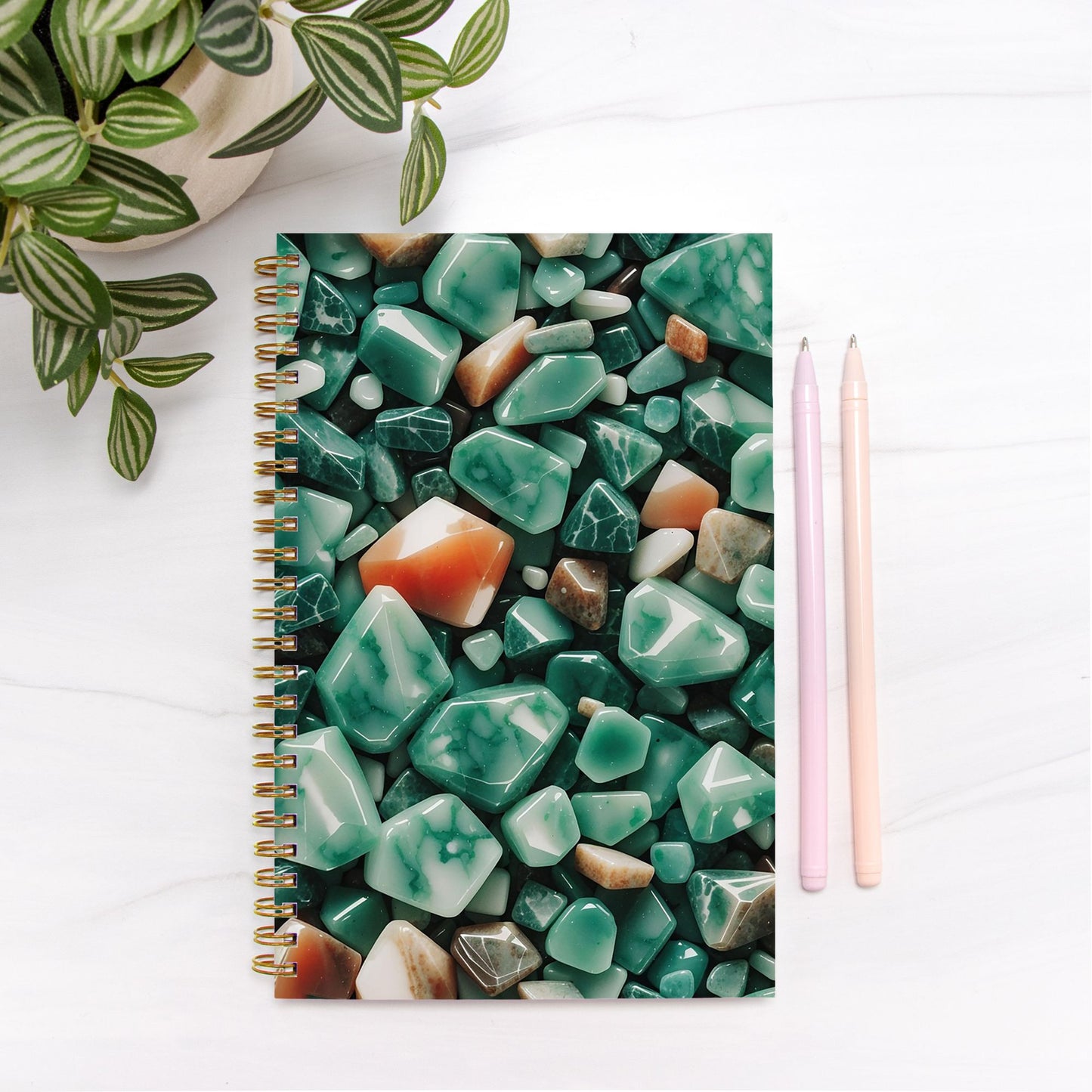 Jade and Carnelian Notebook Hardcover Spiral 5.5 x 8.5