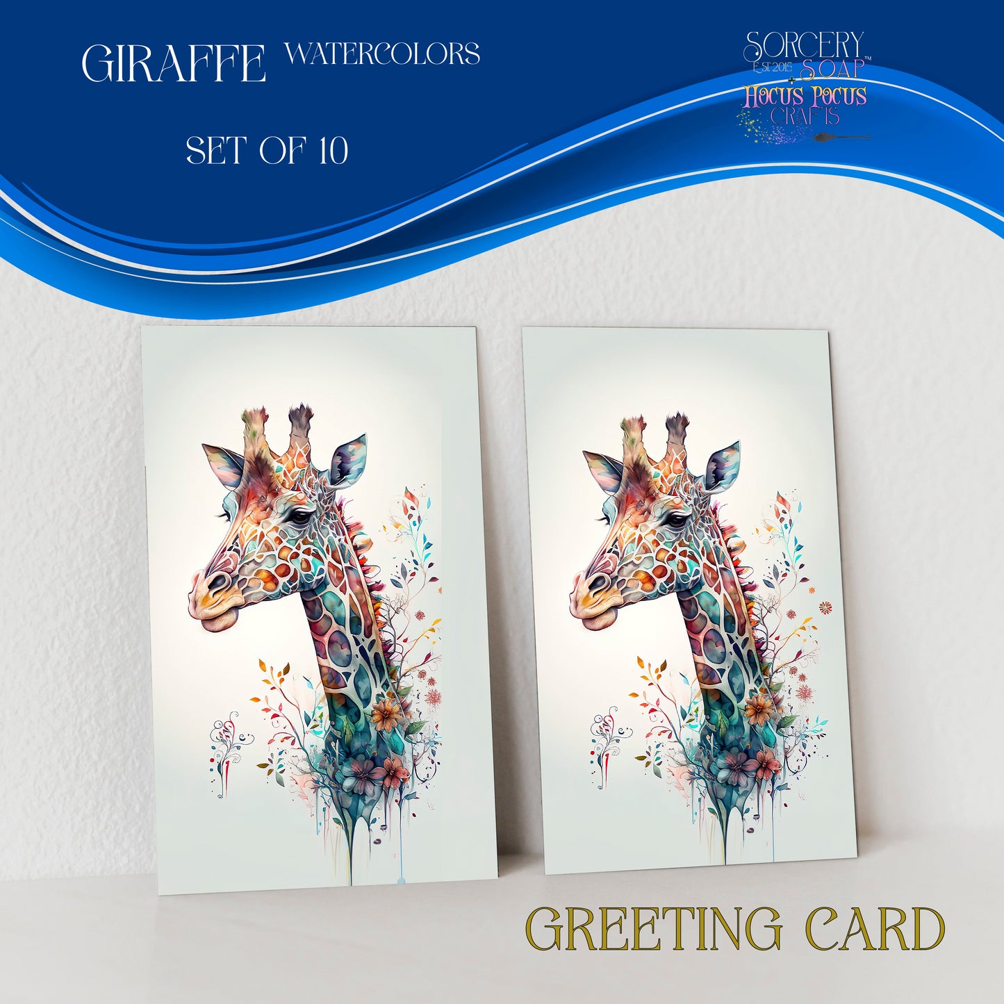 Giraffe Watercolors Greeting Card