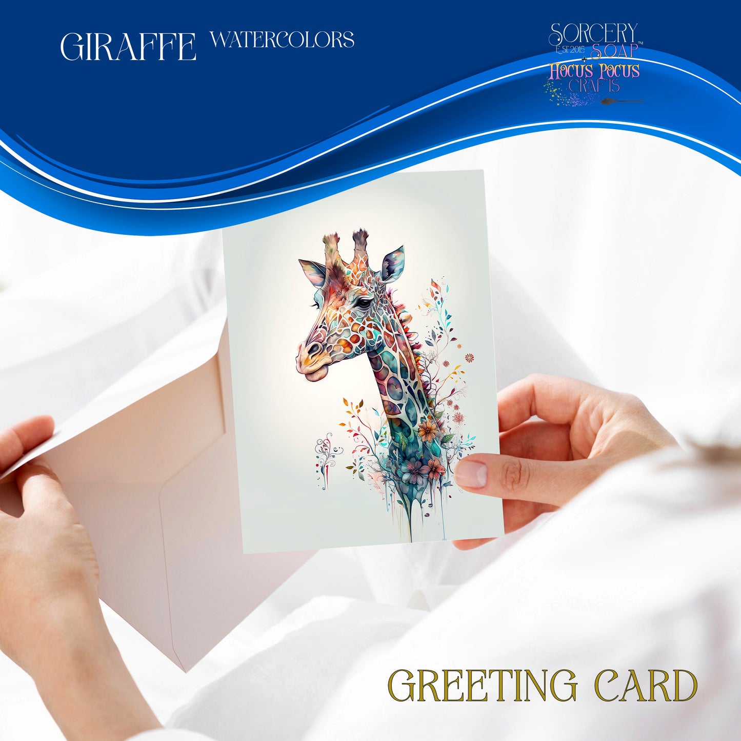 Giraffe Watercolors Greeting Card